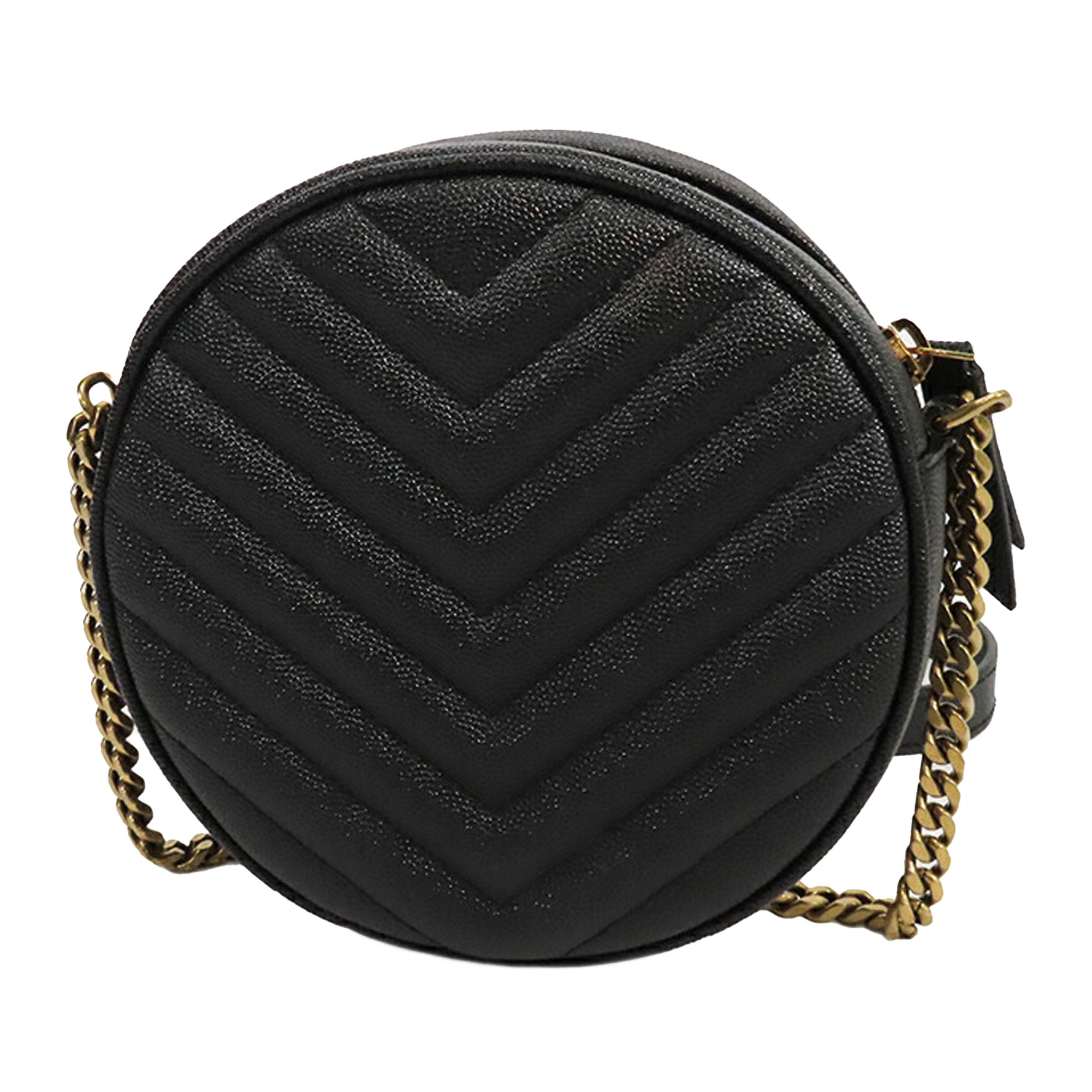 Saint Laurent Grain De Poudre Chevron Round Vinyle Camera Bag