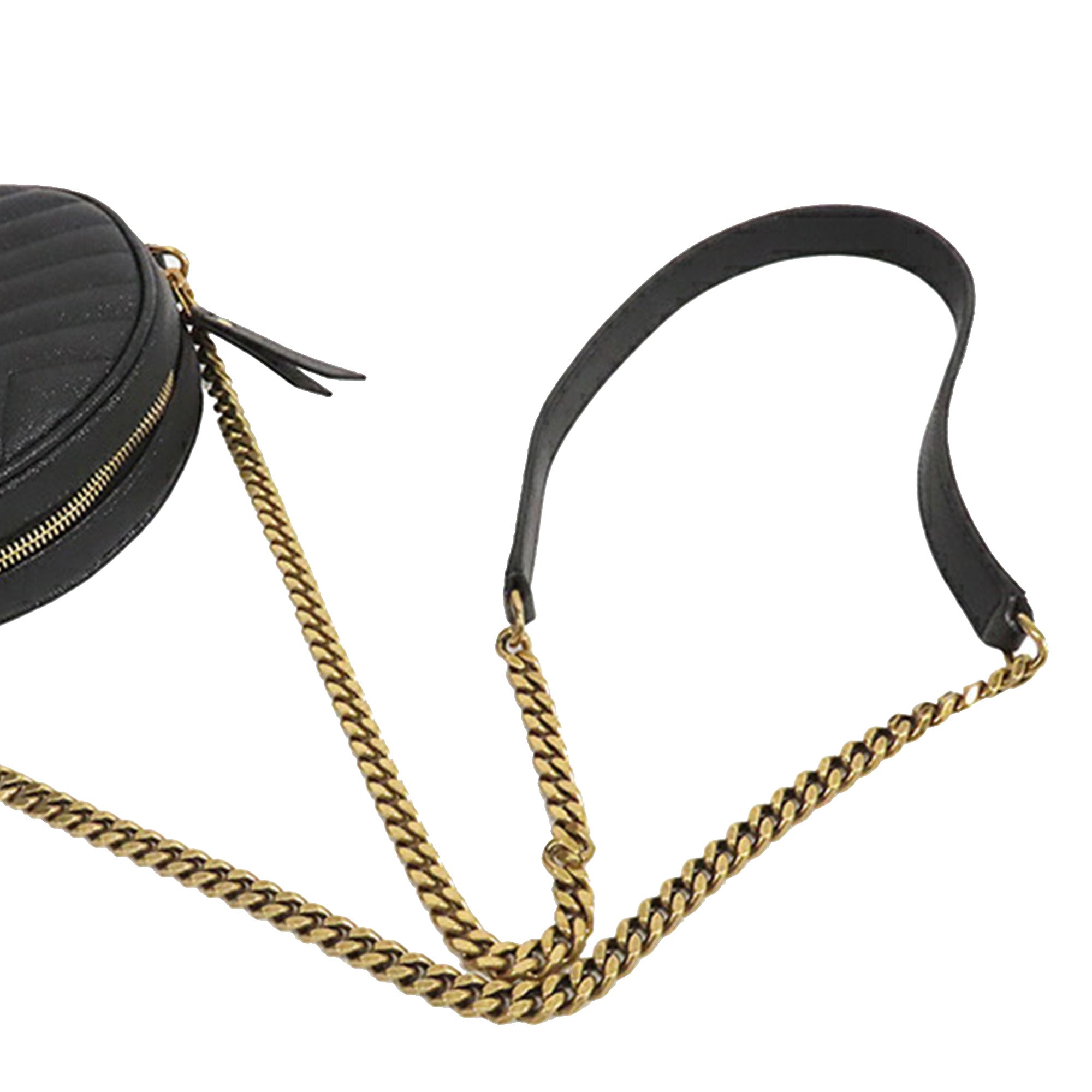Saint Laurent Grain De Poudre Chevron Round Vinyle Camera Bag