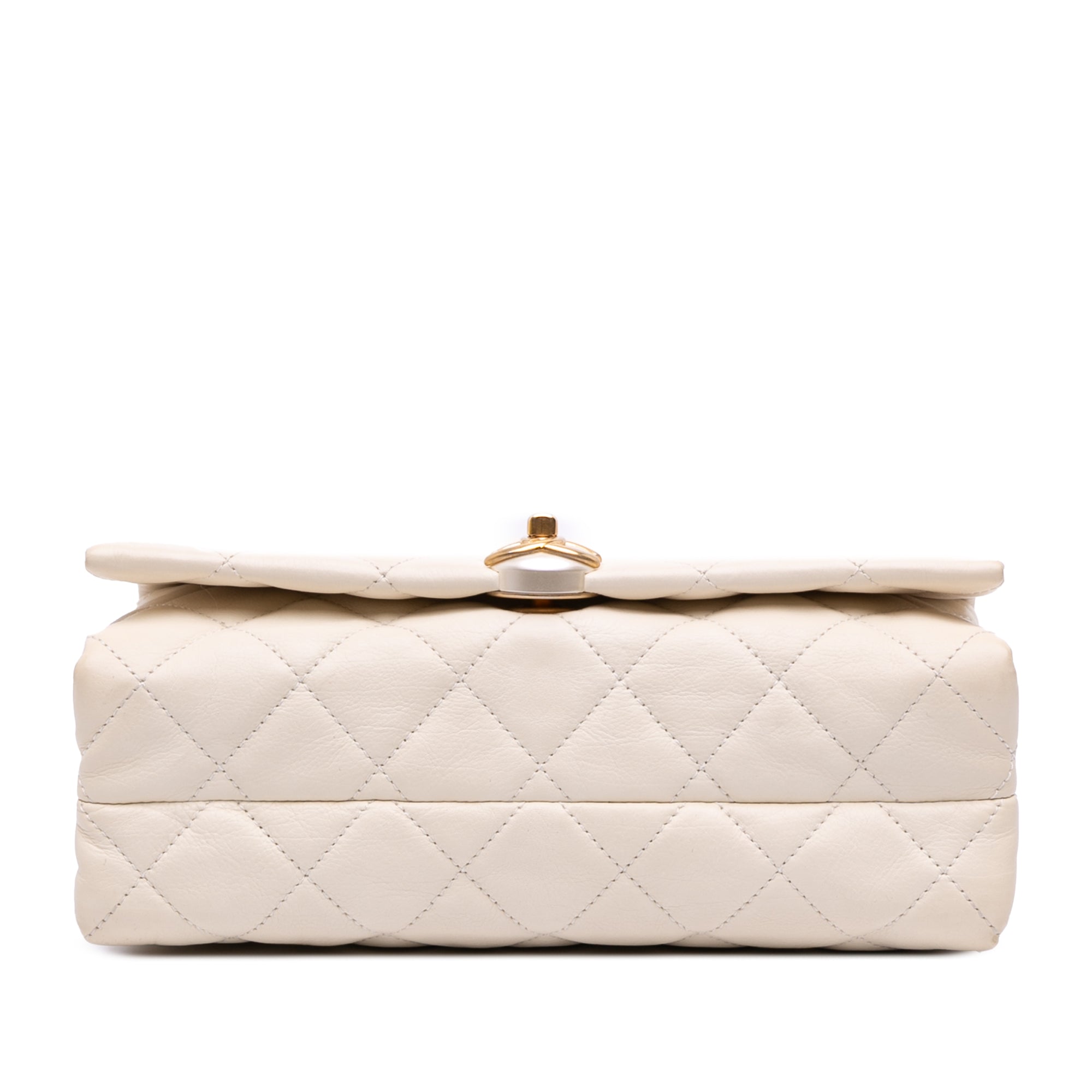 Quilted Calfskin Pearl CC Accordion Flap