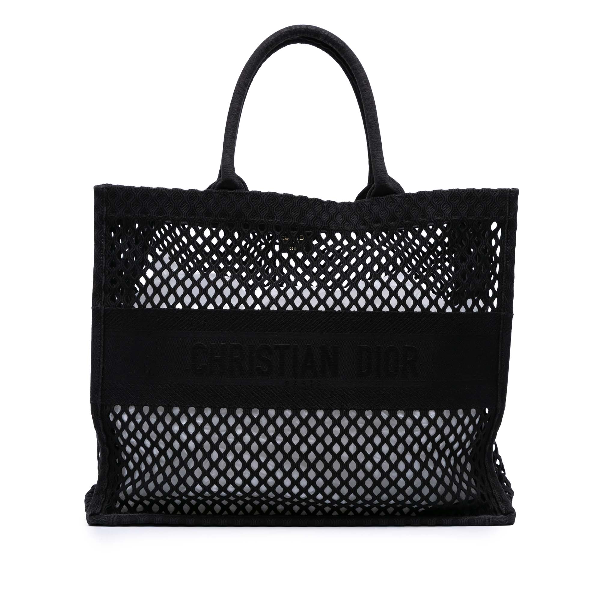 Large Embroidered Mesh Book Tote
