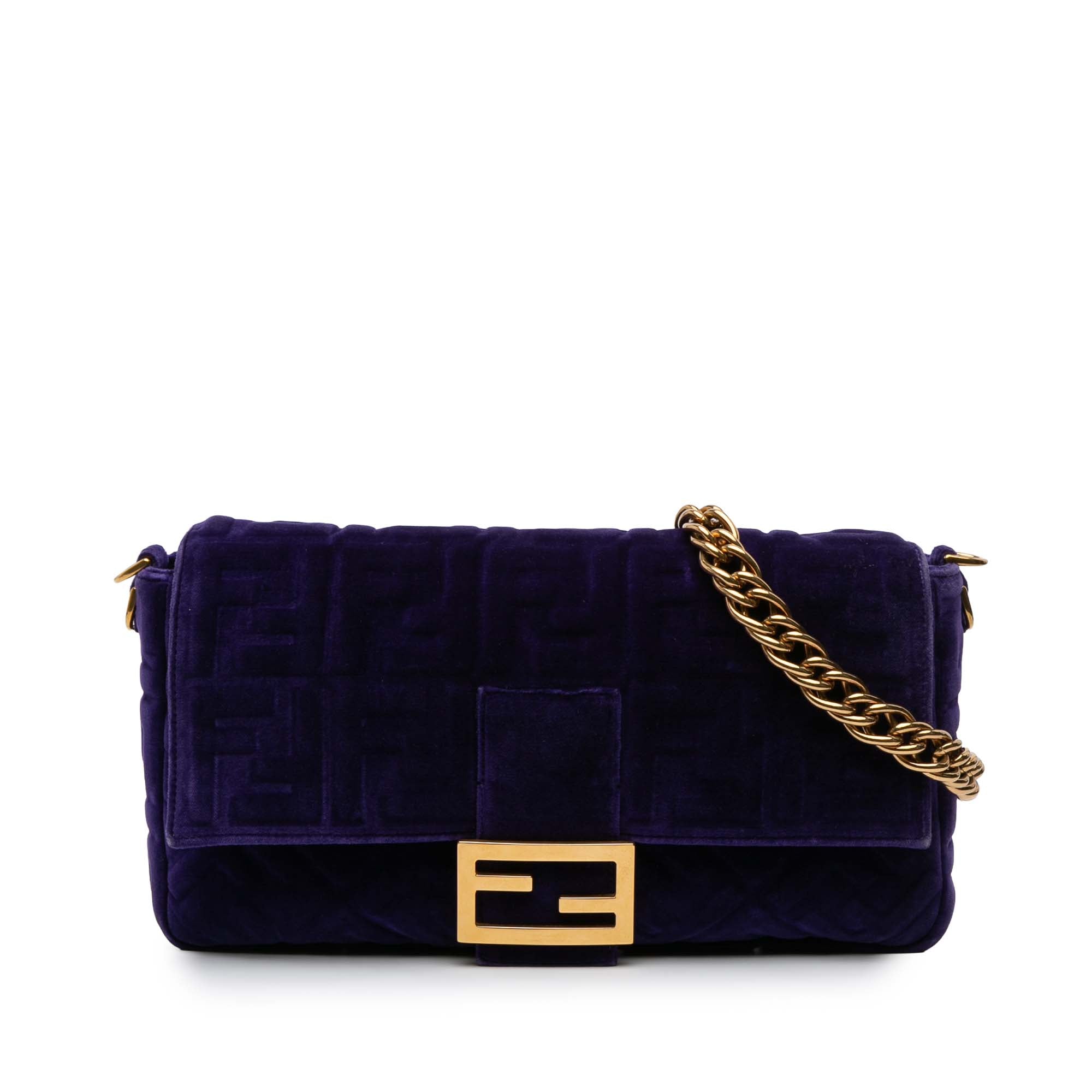 Large Zucca Embossed Velvet Baguette Satchel