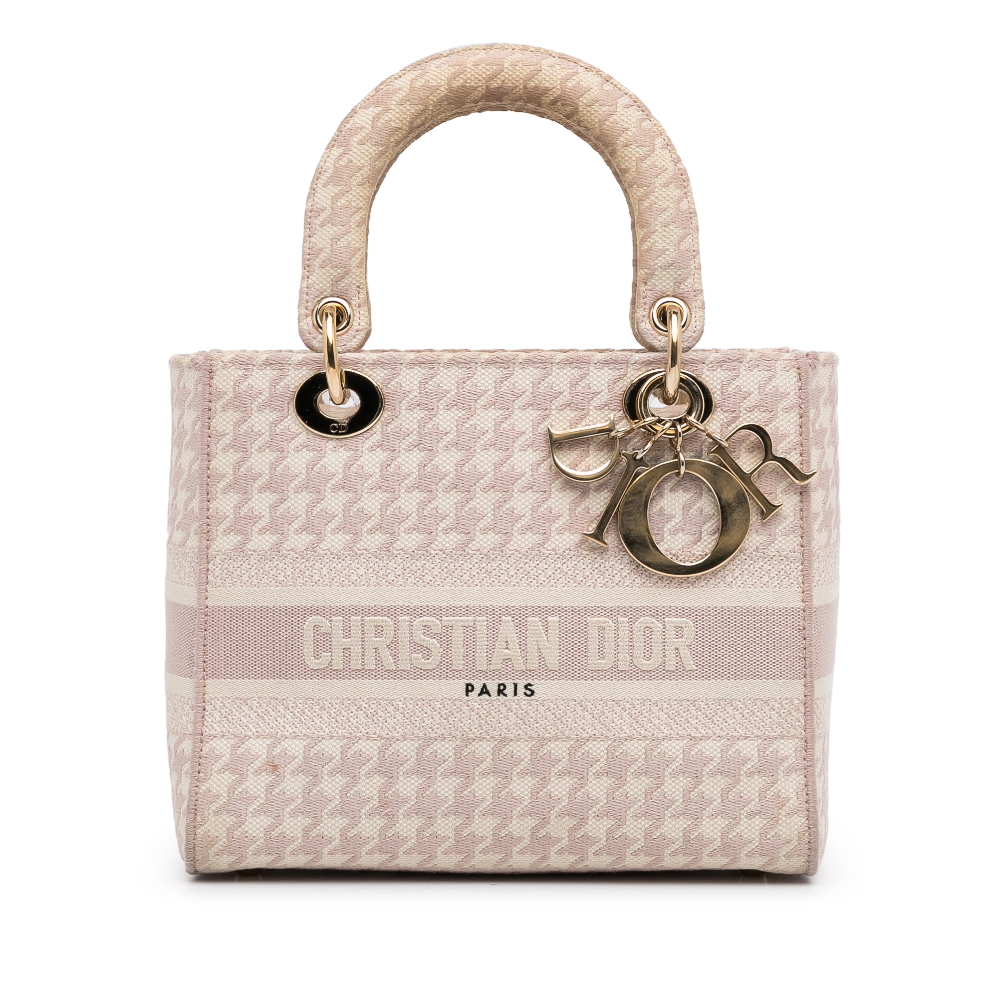 Medium Embroidered Canvas Houndstooth Lady D Lite