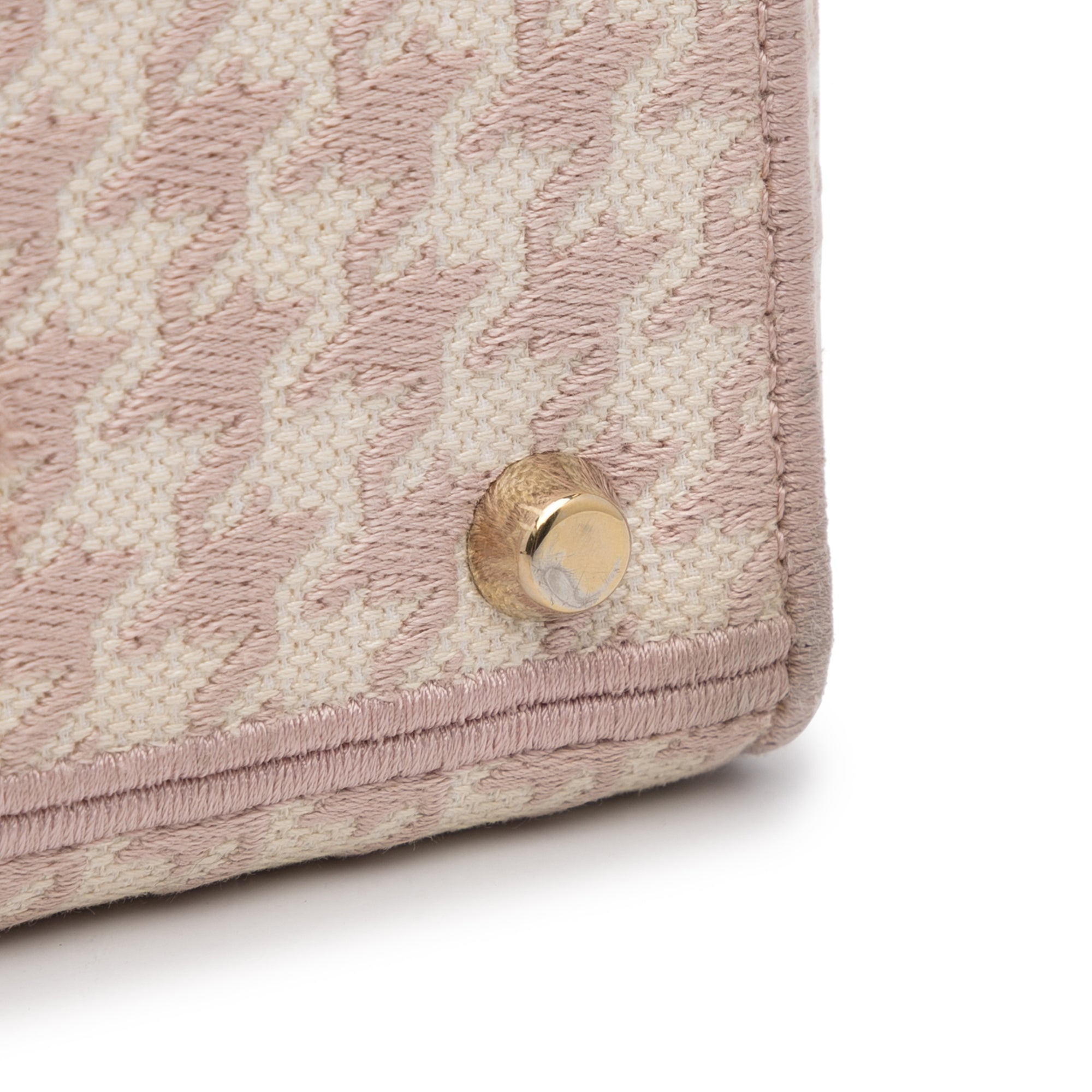 Medium Embroidered Canvas Houndstooth Lady D Lite