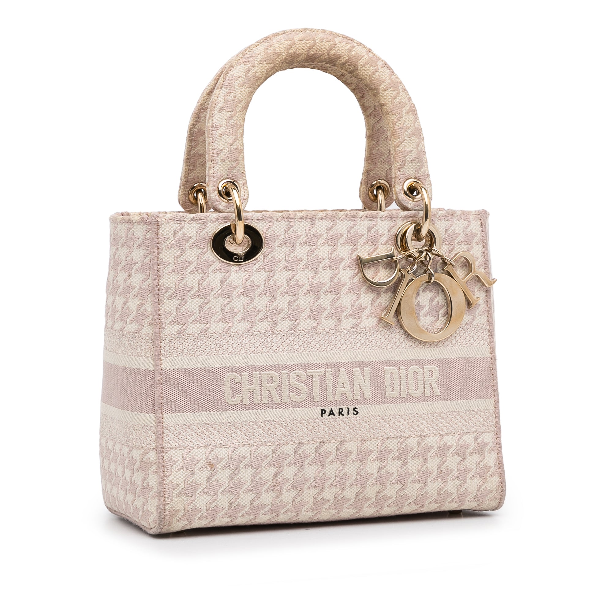 Medium Embroidered Canvas Houndstooth Lady D Lite