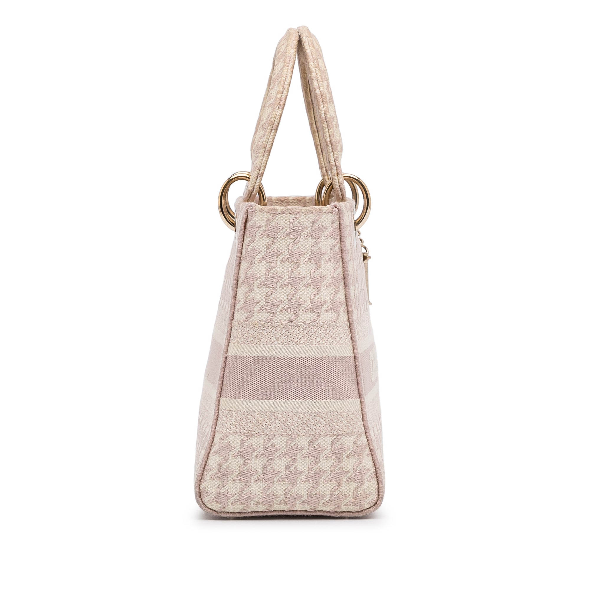Medium Embroidered Canvas Houndstooth Lady D Lite