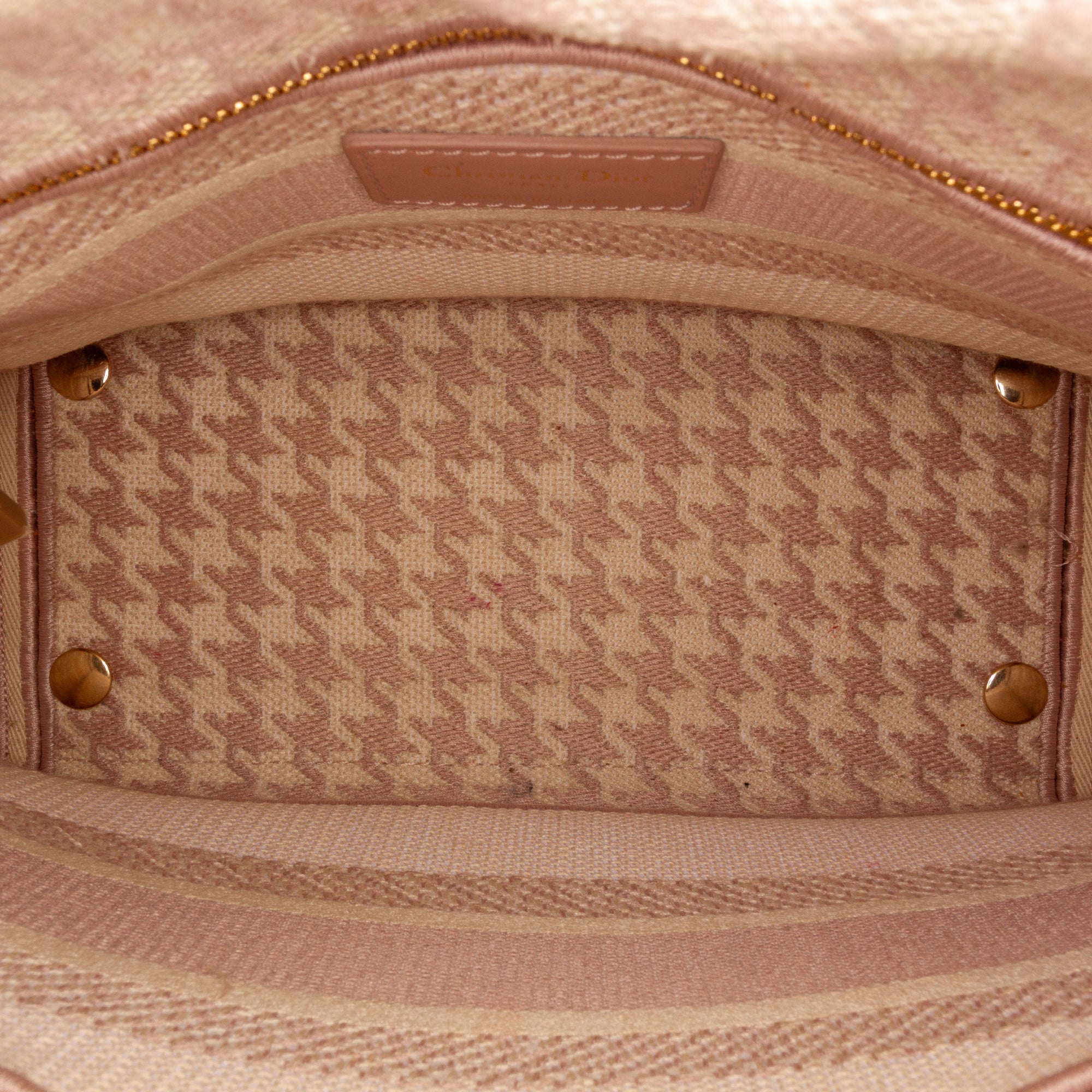 Medium Embroidered Canvas Houndstooth Lady D Lite