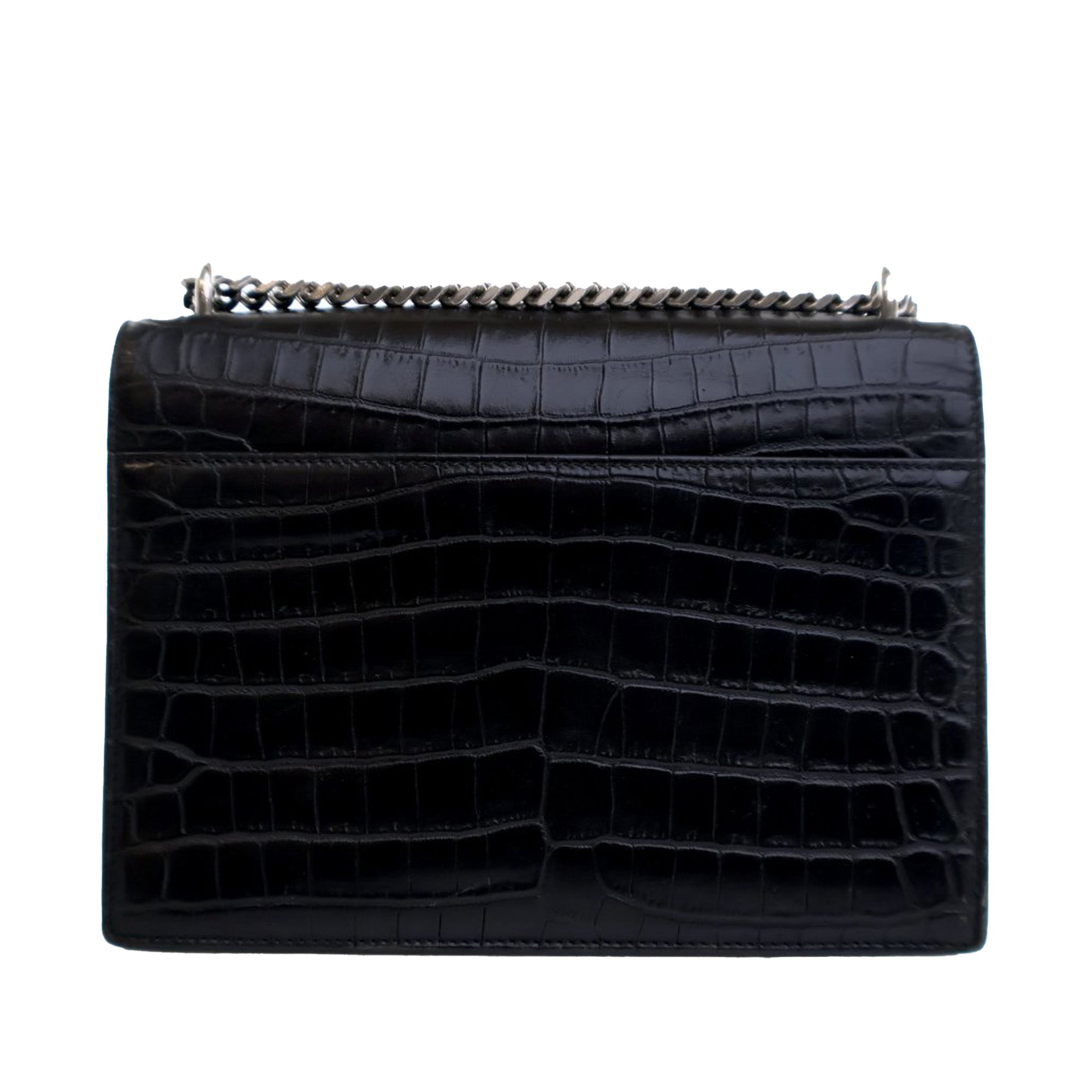 Medium Croc Embossed Calfskin Sunset Flap Crossbody