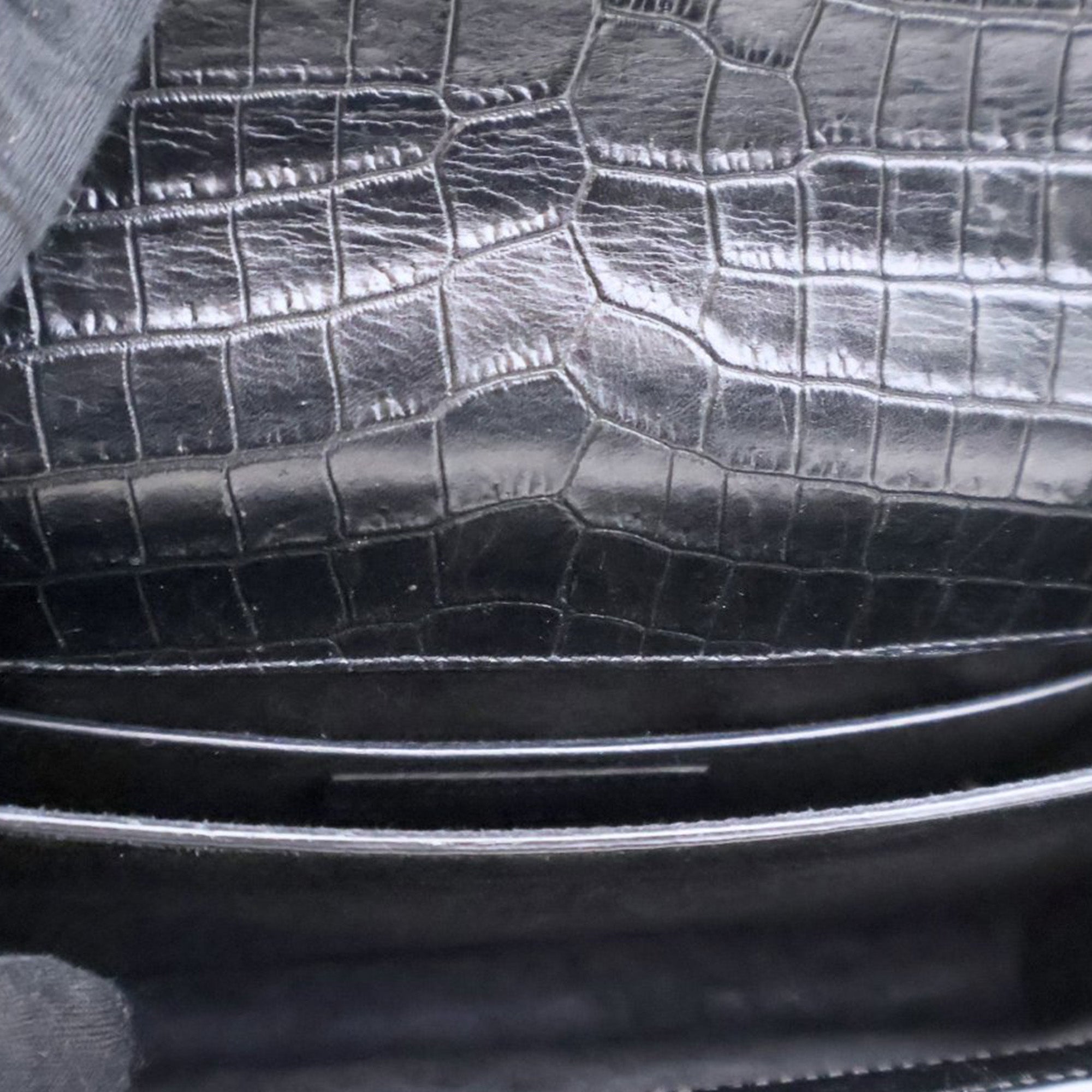 Medium Croc Embossed Calfskin Sunset Flap Crossbody
