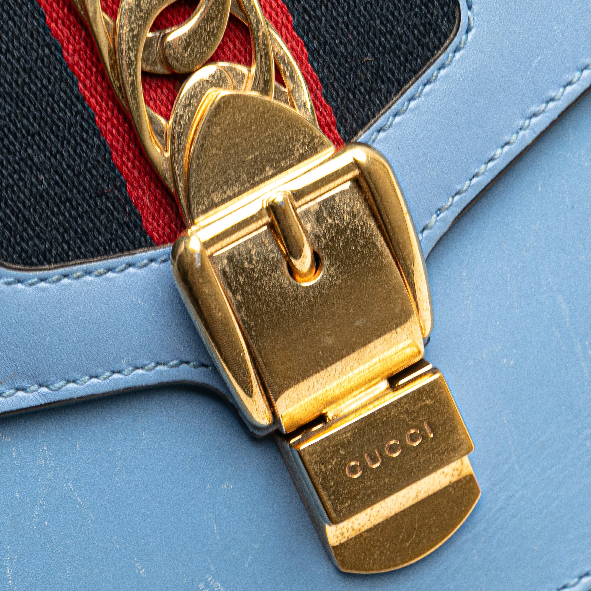 Small Leather Sylvie Web Satchel