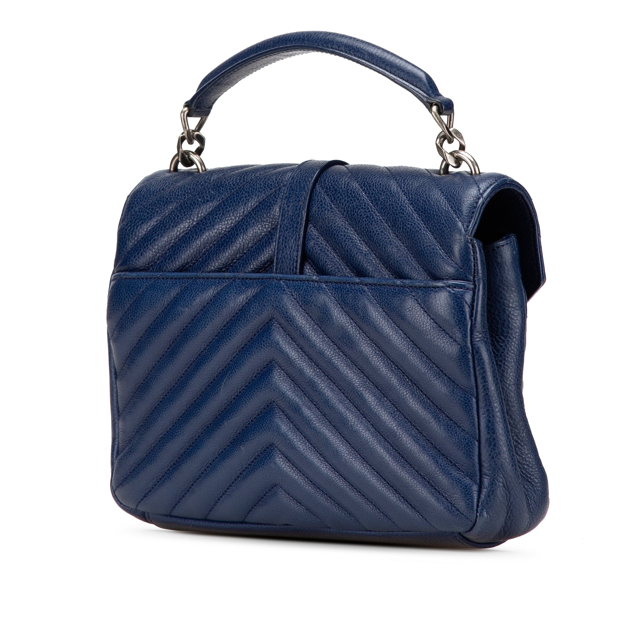 Medium Quilted Chevron Sheepskin College Satchel