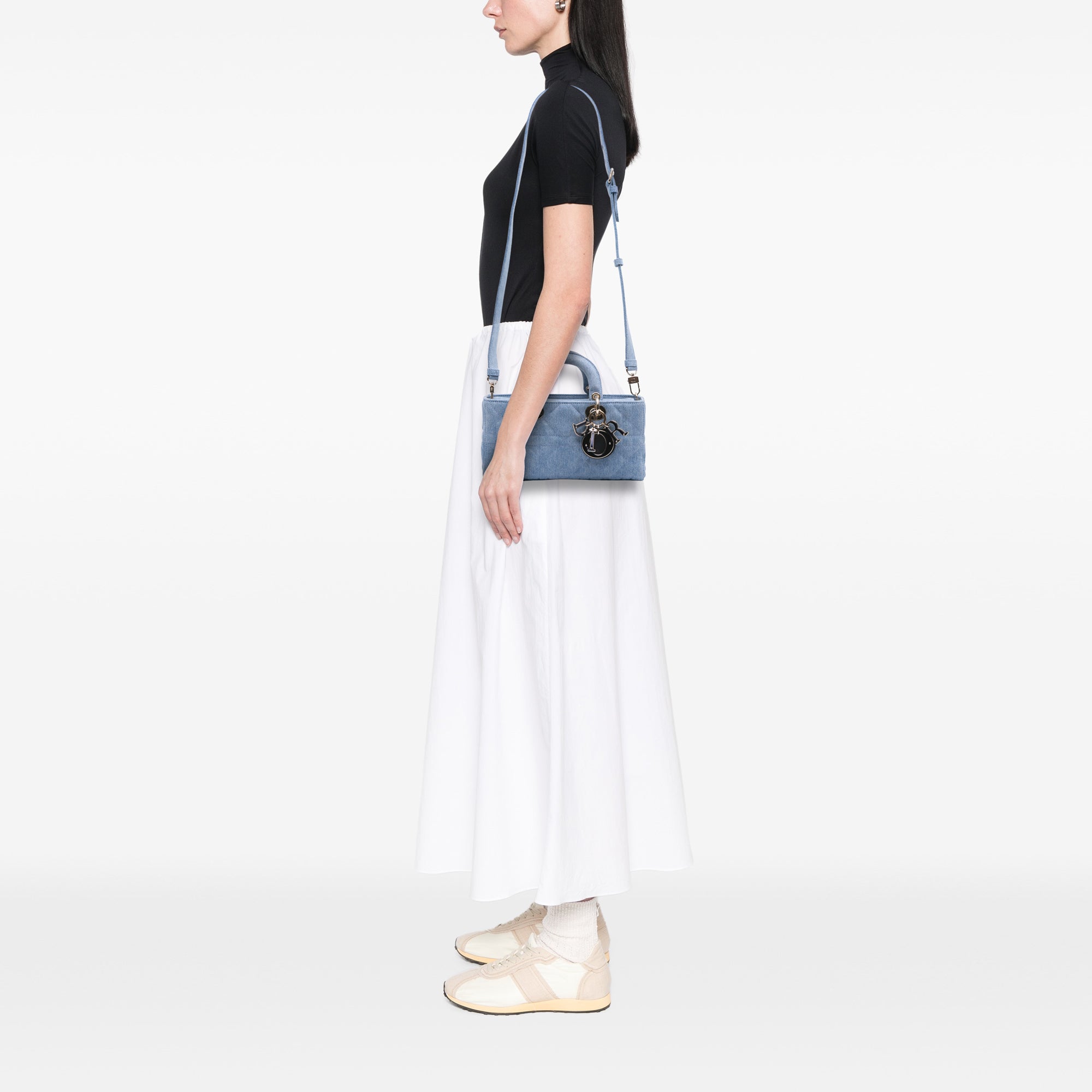 Medium Denim Macrocannage Lady D Joy Satchel