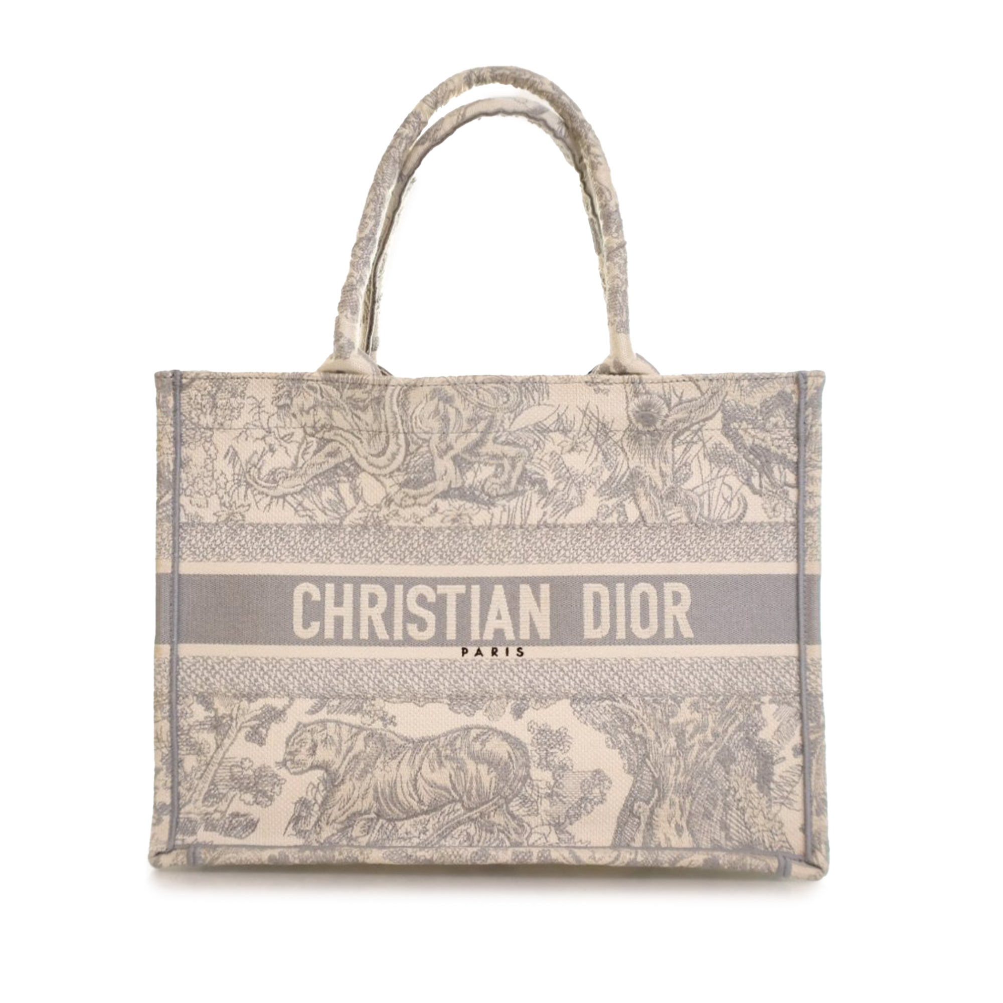Medium Toile de Jouy Reverse Embroidered Canvas Book Tote