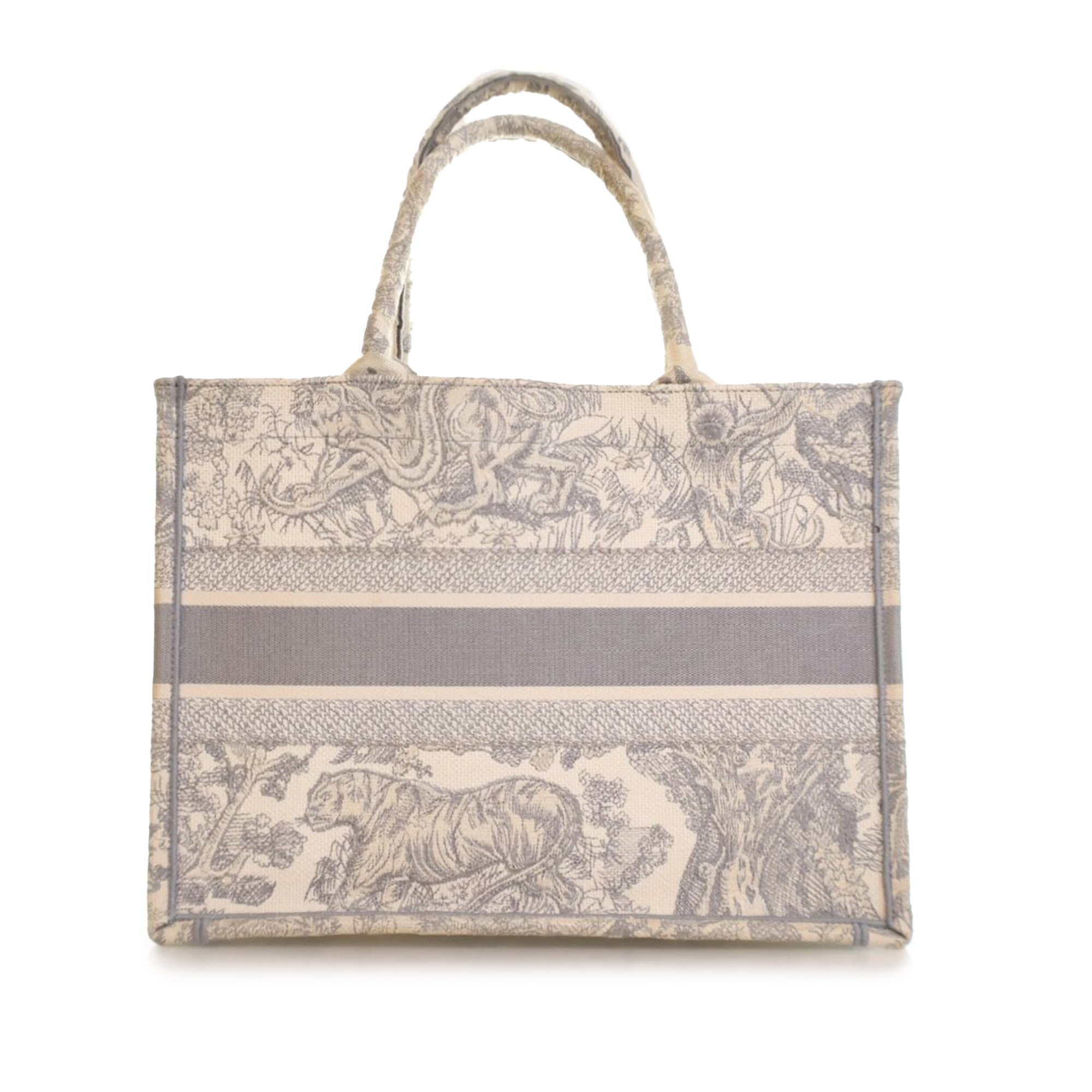 Medium Toile de Jouy Reverse Embroidered Canvas Book Tote