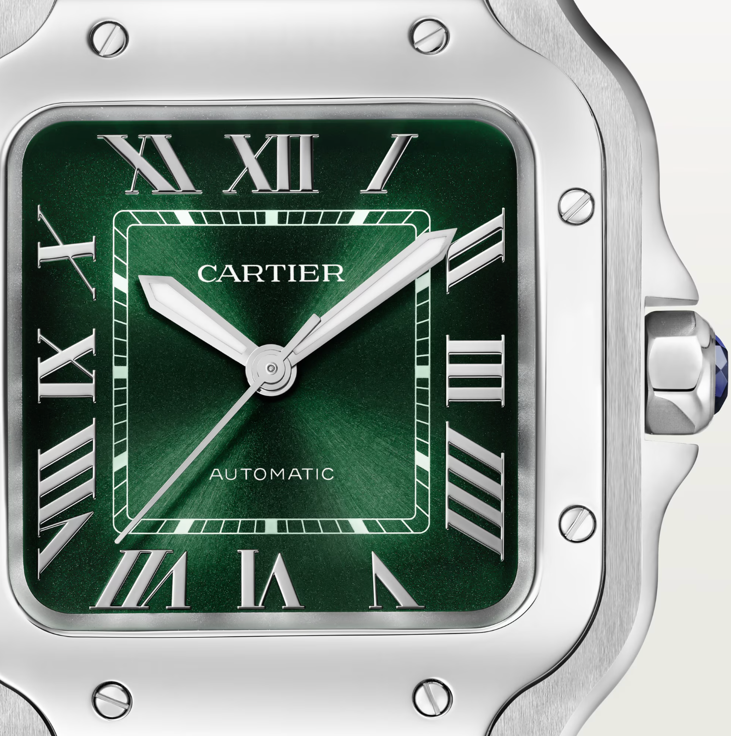 Cartier Santos de Cartier Medium Model Green Dial Automatic Watch
