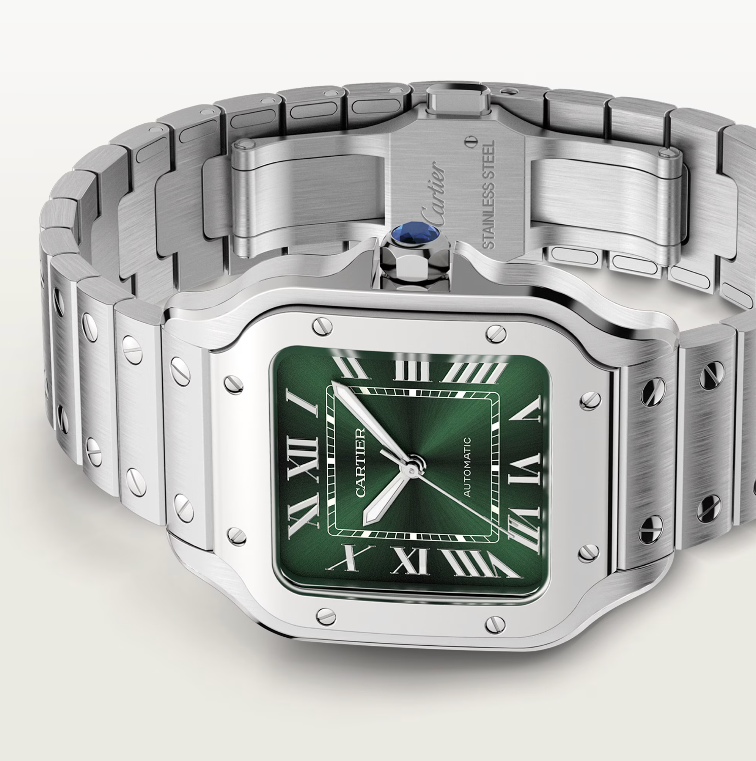 Cartier Santos de Cartier Medium Model Green Dial Automatic Watch