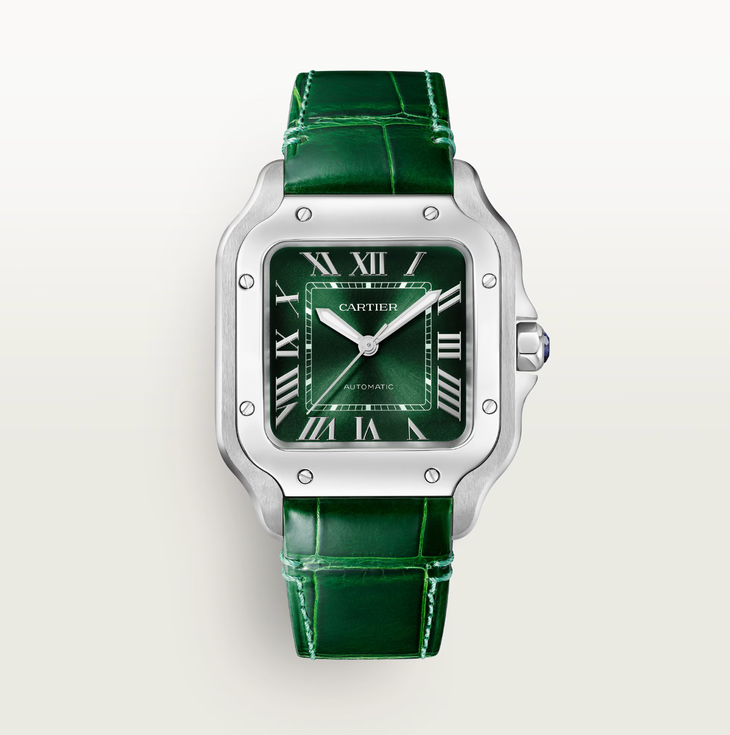 Cartier Santos de Cartier Medium Model Green Dial Automatic Watch