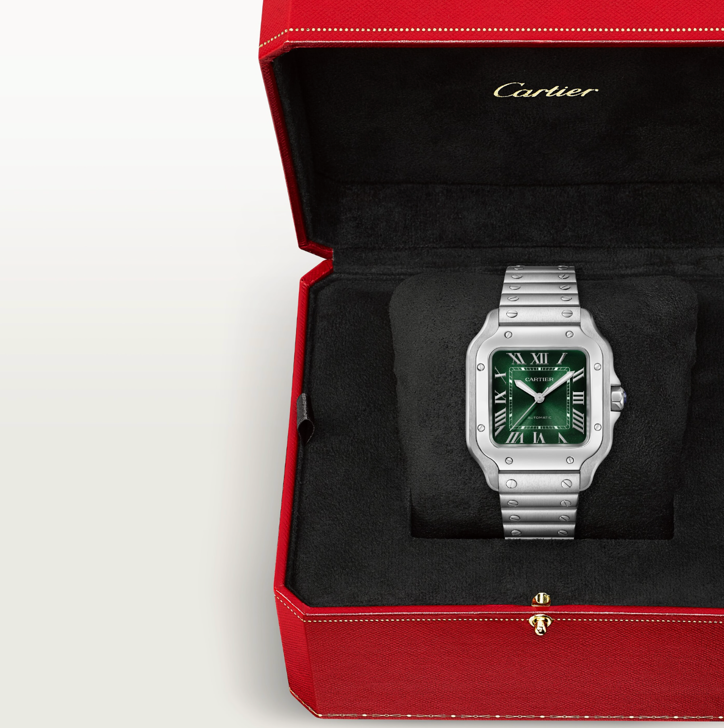 Cartier Santos de Cartier Medium Model Green Dial Automatic Watch