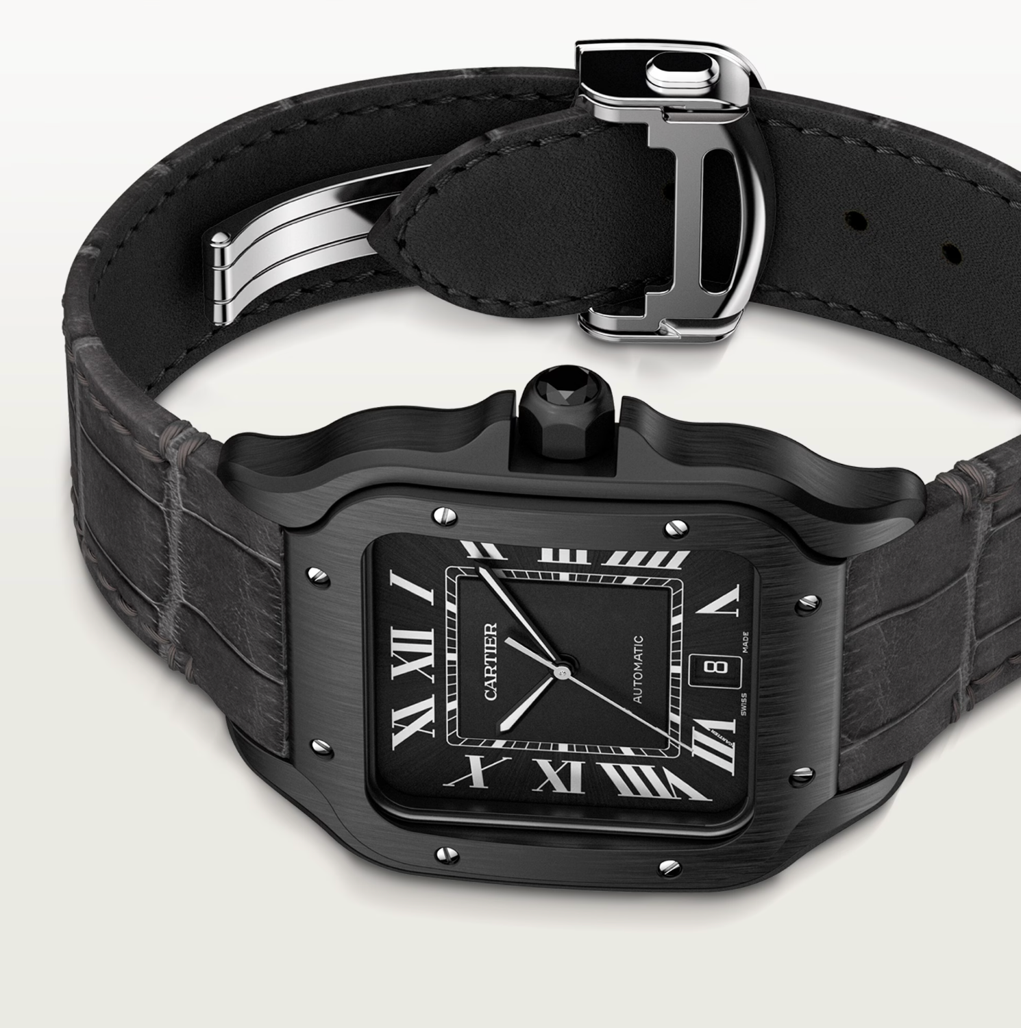 Cartier Santos de Cartier Large ADLC Black Dial Automatic Watch