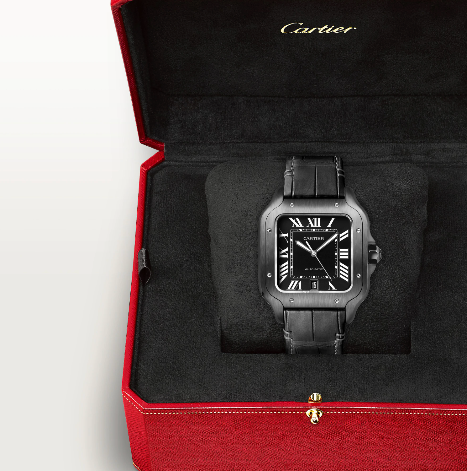 Cartier Santos de Cartier Large ADLC Black Dial Automatic Watch