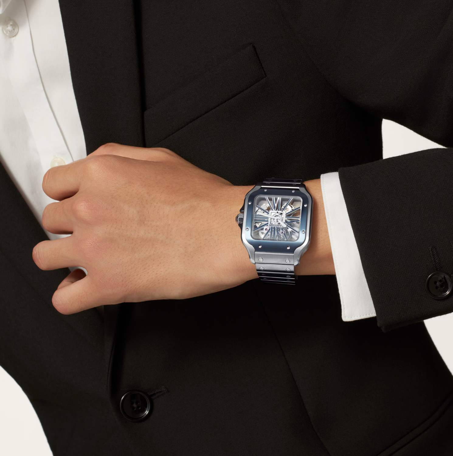 Cartier Santos Skeleton Blue Large Watch
