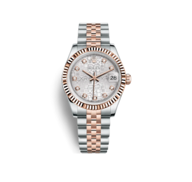 Rolex Datejust 31 Steel & Everose Gold Silver Diamond Dial 2000 (Pre Owned)