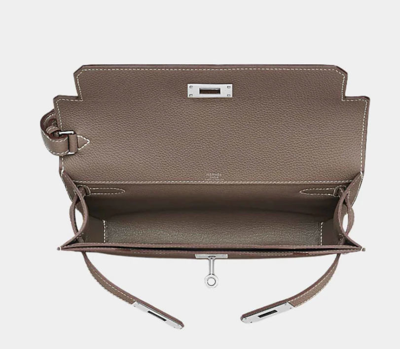 Hermès Kelly Dépêches 25 Étoupe Togo Palladium Hardware