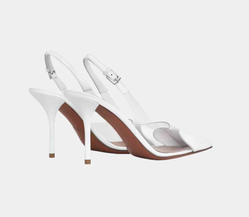 Alaïa Le Coeur Slingbacks In Patent Lambskin White