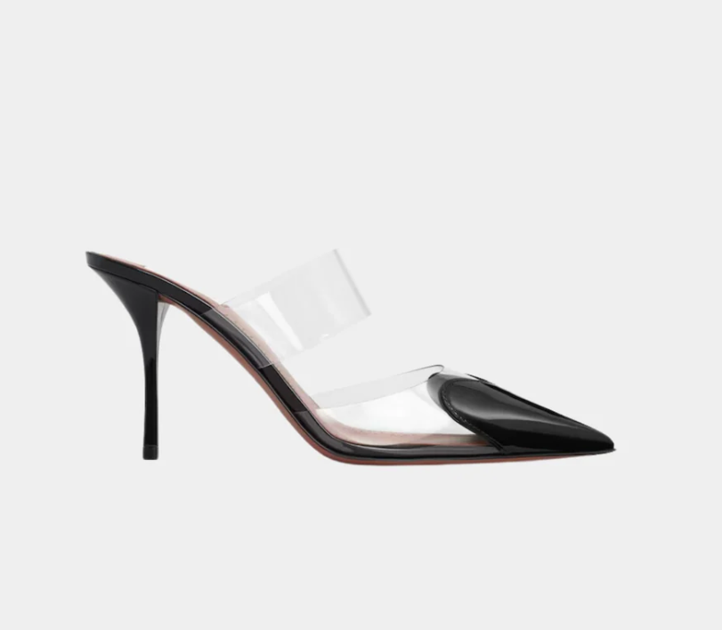Alaïa Le Coeur Mules In Patent Calfskin Black