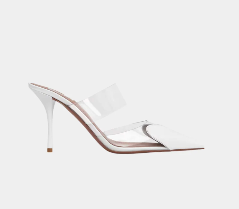 Alaïa Le Coeur Mules In Patent Calfskin White