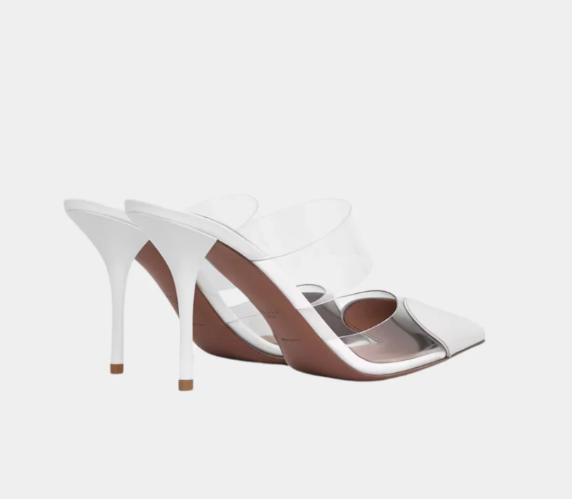Alaïa Le Coeur Mules In Patent Calfskin White