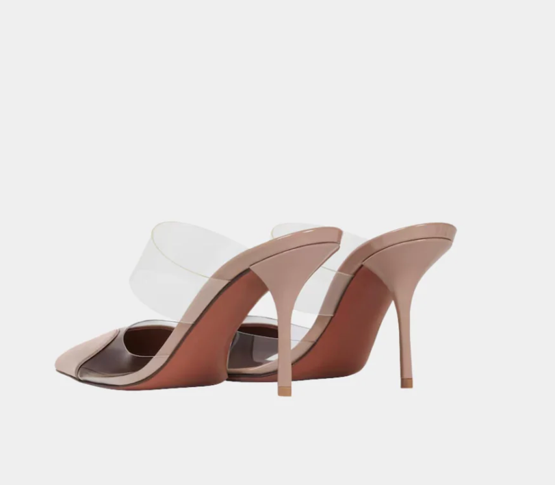 Alaïa Le Coeur Mules In Patent Calfskin Beige