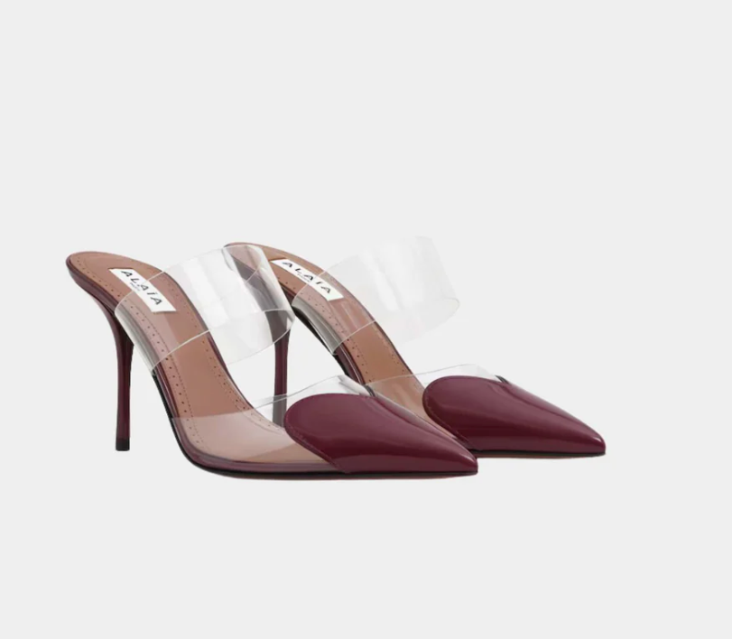 Alaïa Le Coeur Mules In Patent Calfskin Red
