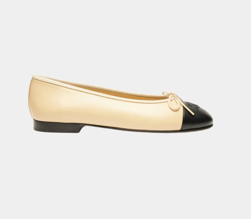 Chanel Ballerinas in Lambskin Beige and Black