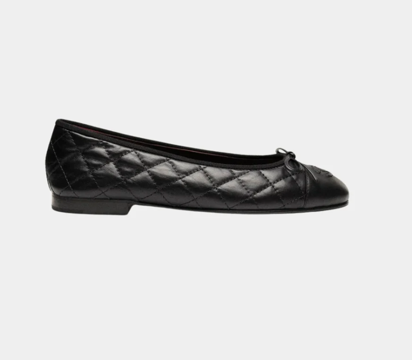 Chanel Ballet Flats in Aged Calfskin Black