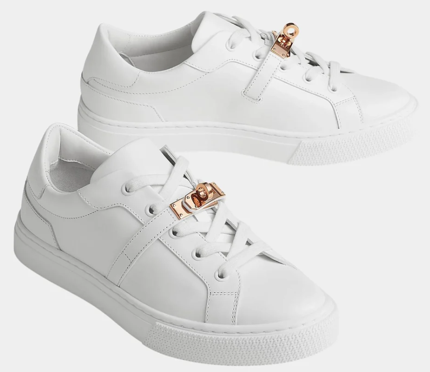 Hermès Day Sneaker Calfskin Rose Gold Kelly Buckle White