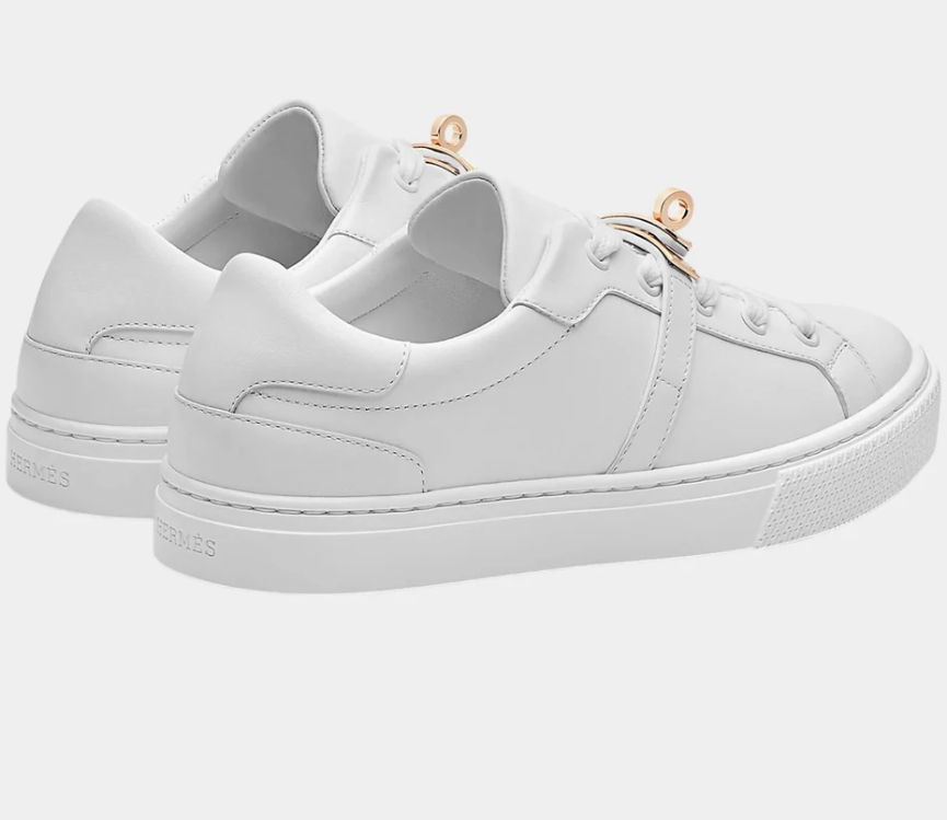 Hermès Day Sneaker Calfskin Rose Gold Kelly Buckle White