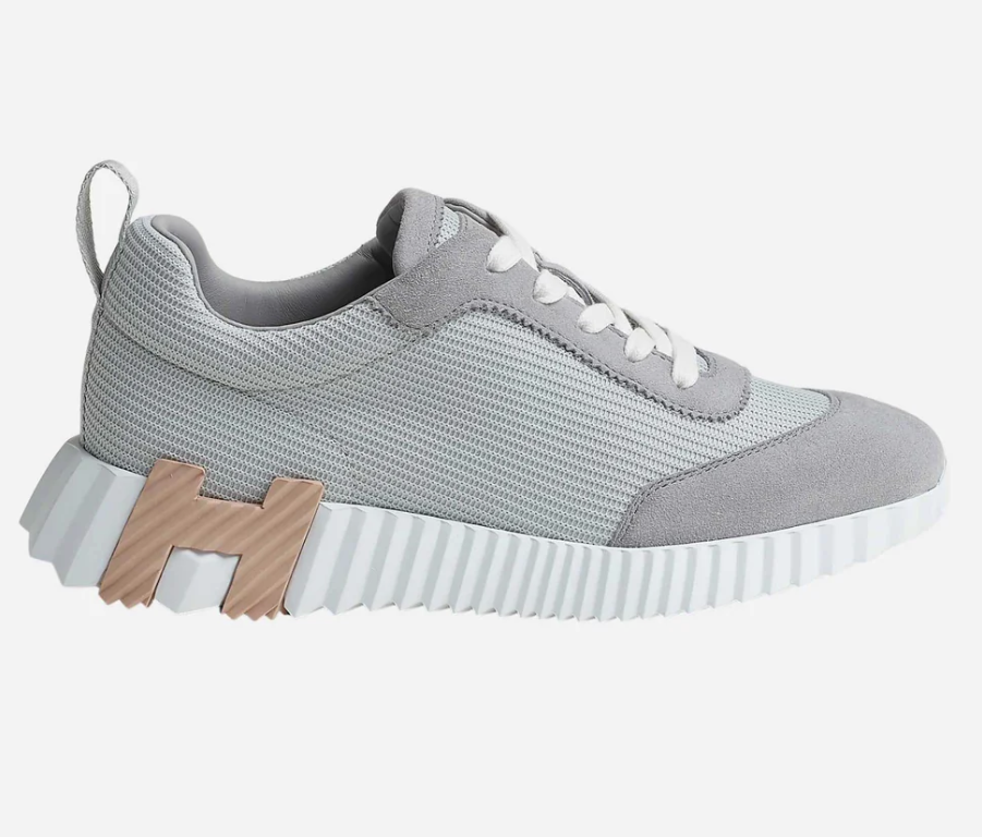 Hermès Bouncing Sneakers Technical Mesh & Suede Grey Rose Gold