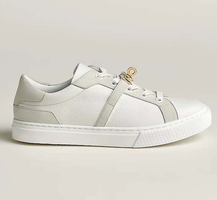 Hermès Day Sneaker Canvas & Calfskin Permabrass Kelly Buckle Blanc