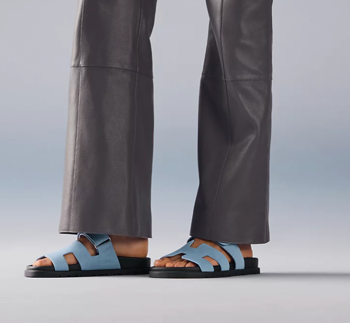 Hermès Chypre Sandal Suede Goatskin Bleu Jean