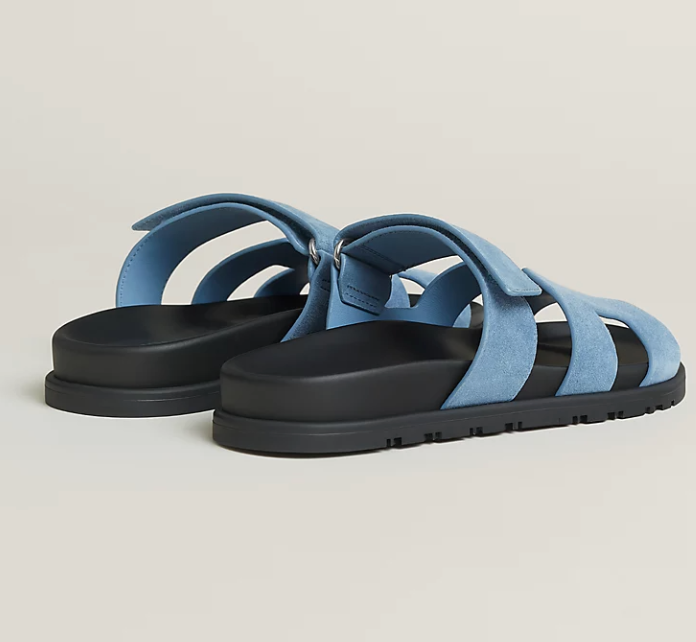 Hermès Chypre Sandal Suede Goatskin Bleu Jean