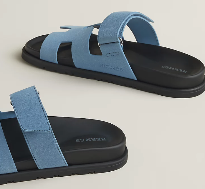 Hermès Chypre Sandal Suede Goatskin Bleu Jean