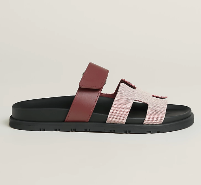 Hermès Chypre Sandal Canvas & Calfskin Rouge H