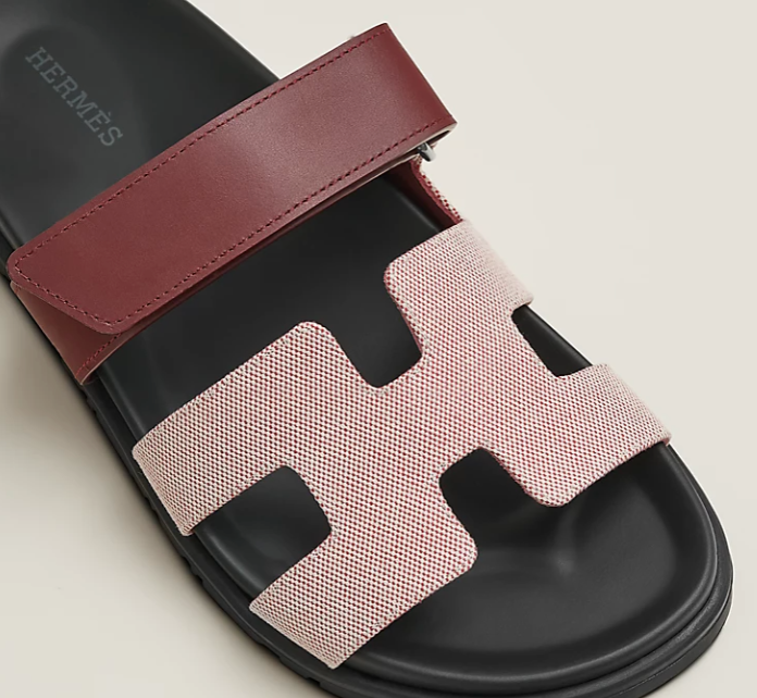 Hermès Chypre Sandal Canvas & Calfskin Rouge H