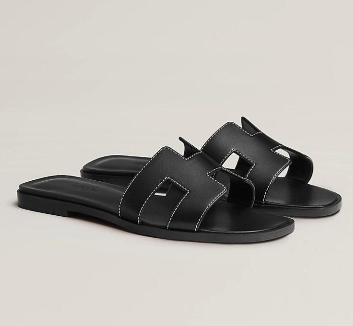 Hermès Oran Sandal Box Calfskin Noir
