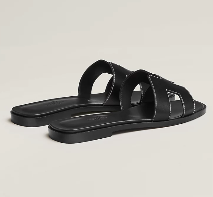 Hermès Oran Sandal Box Calfskin Noir