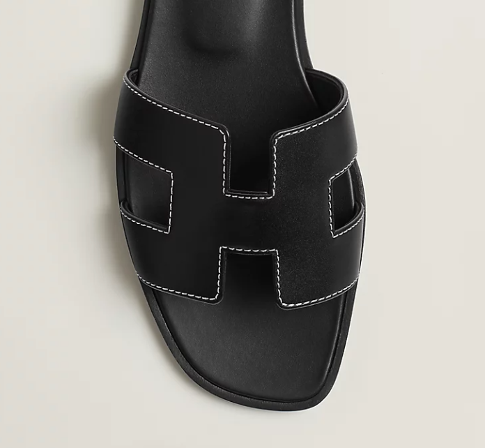 Hermès Oran Sandal Box Calfskin Noir