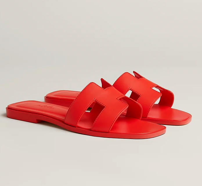 Hermès Oran Sandal Box Calfskin Rouge Grenadine