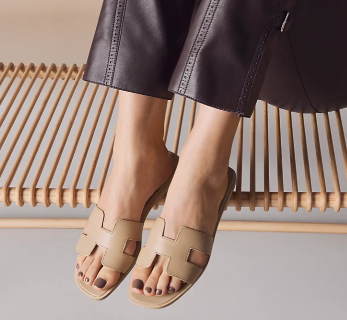 Hermès Oran Sandal Box Calfskin Camel