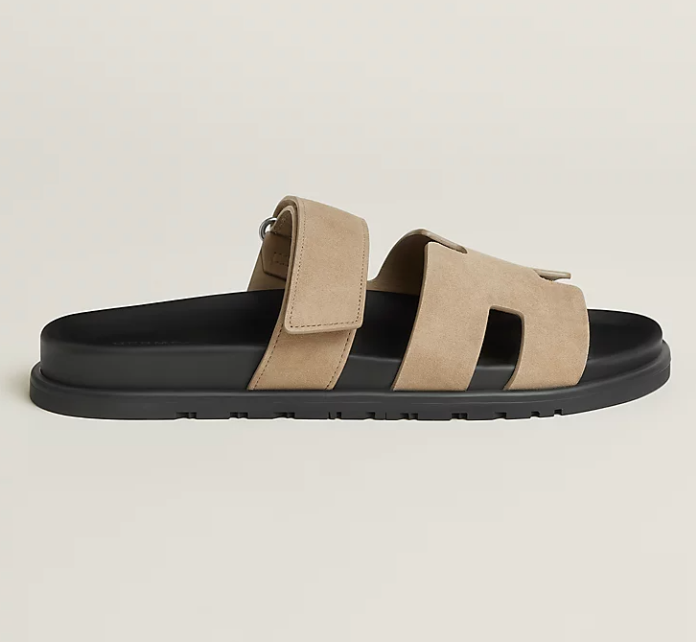 Hermès Chypre Men’s Sandals Beige Sable Suede