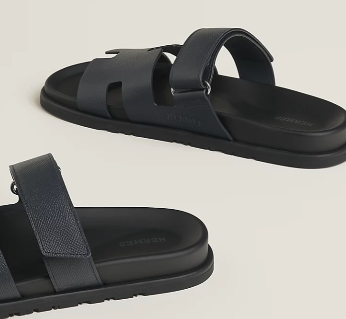 Hermès Chypre Men’s Sandals Marine Epsom Calfskin